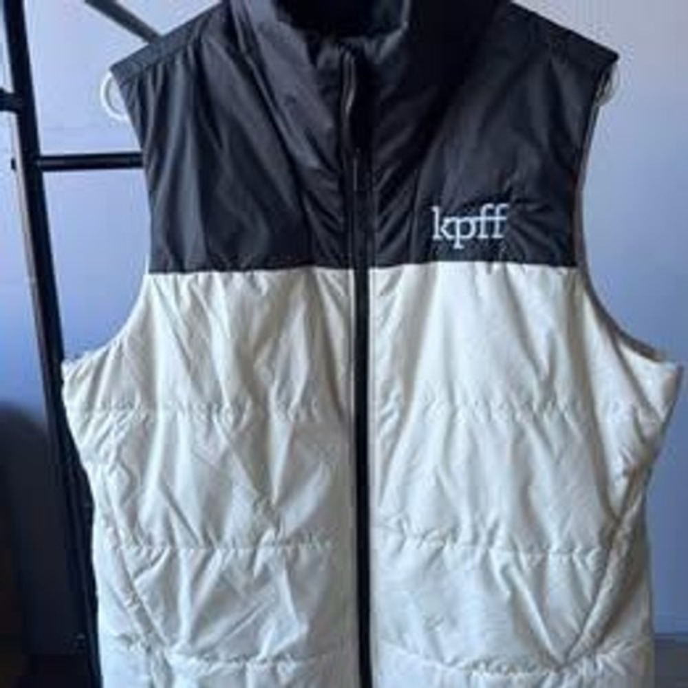 The North Face Womens Puffer Vest XL White Black Colorblock Full Zip NF0A529Q